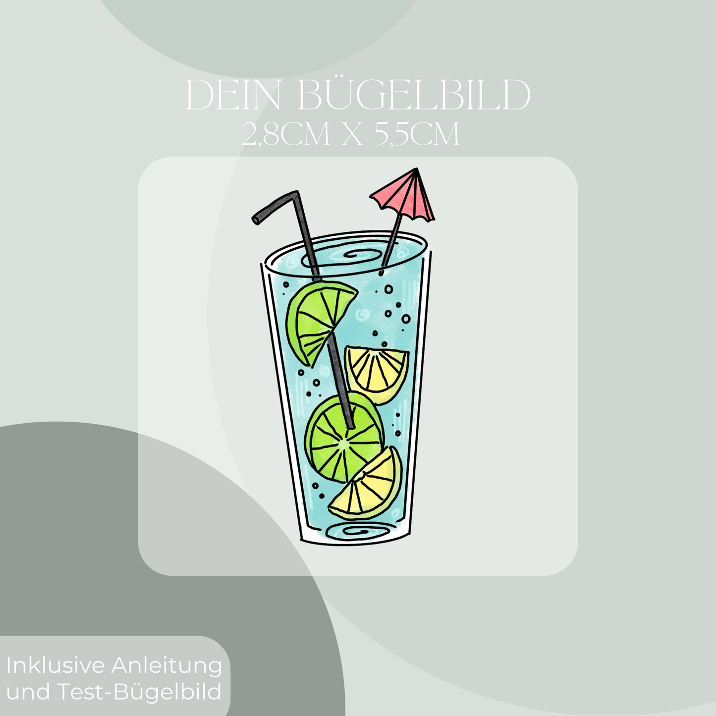 Glas Limonade Bügelbild Eigenproduktion