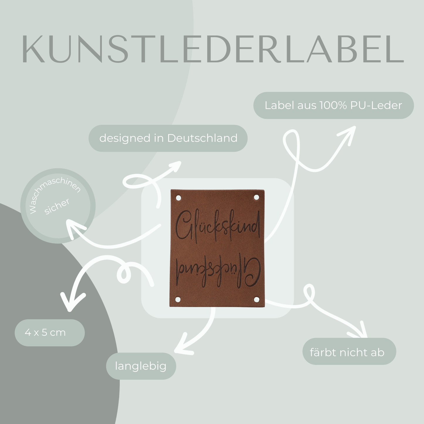 Glücks Kind Knick-Label Kunstlederlabel Eigenproduktion