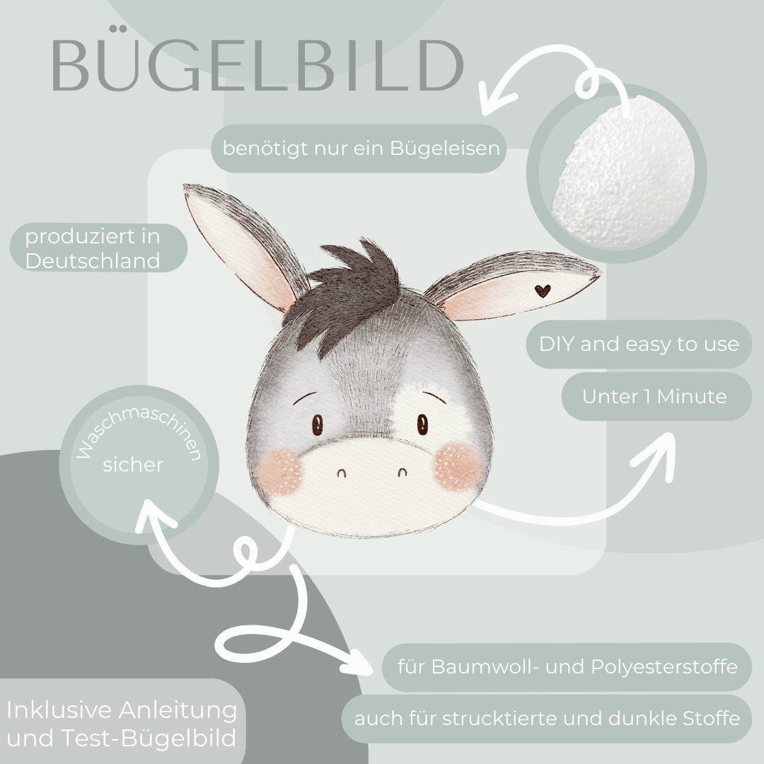 Esel Bügel-Bild Bügelbild Eigenproduktion