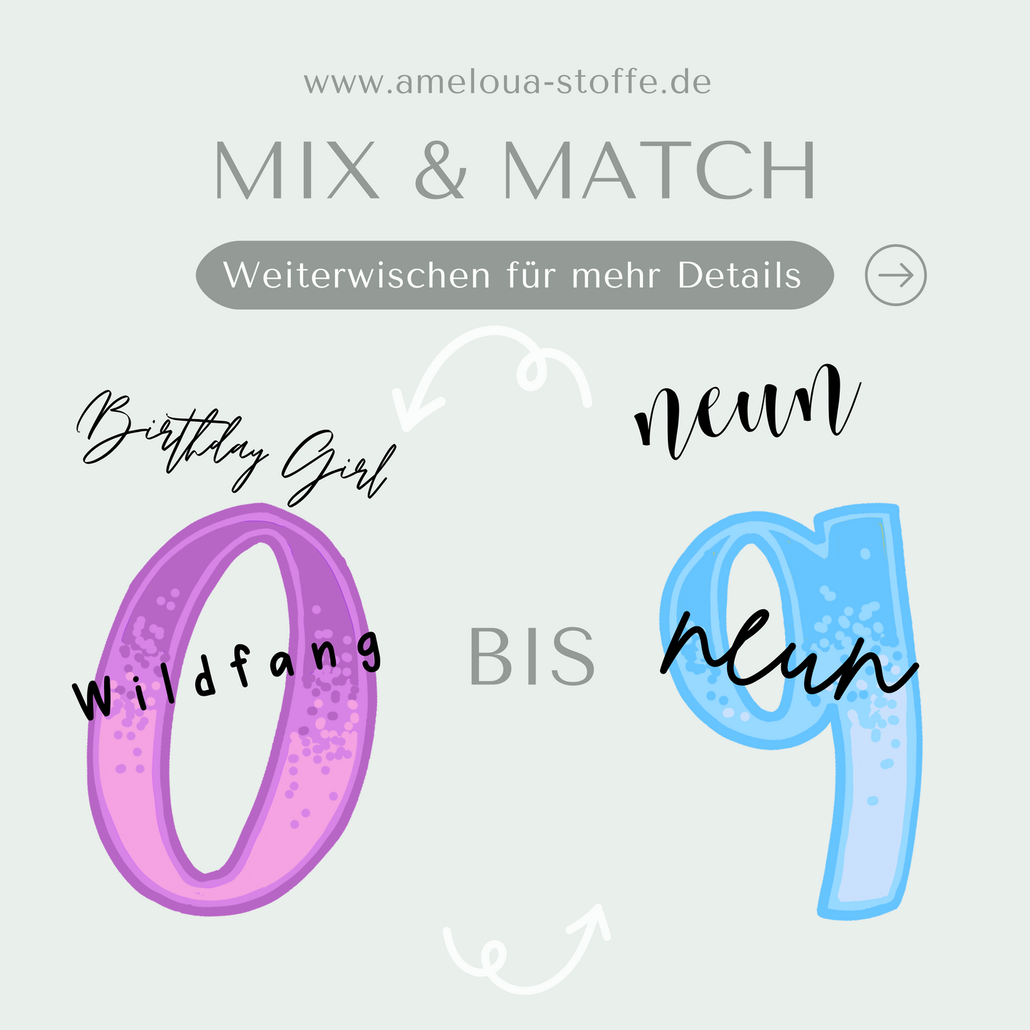 Geburtstag Bügelbild Mix-and-Match ohne Motiv