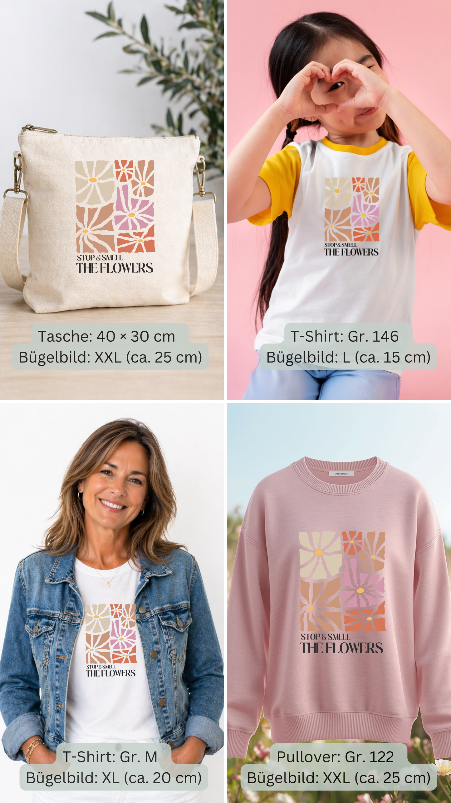 Stop & Smell The Flowers - Bügelbild Eigenproduktion