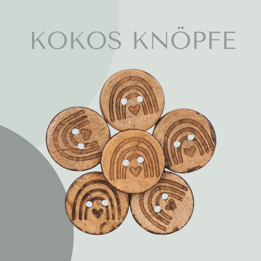 25 Stück Regenbogen Knöpfe Kokos