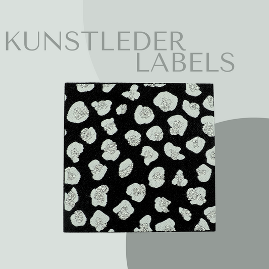 Kunstleder Label Leo Schwarz Silber- PU Kunstlederlabel Kunstleder Label Eigenproduktion