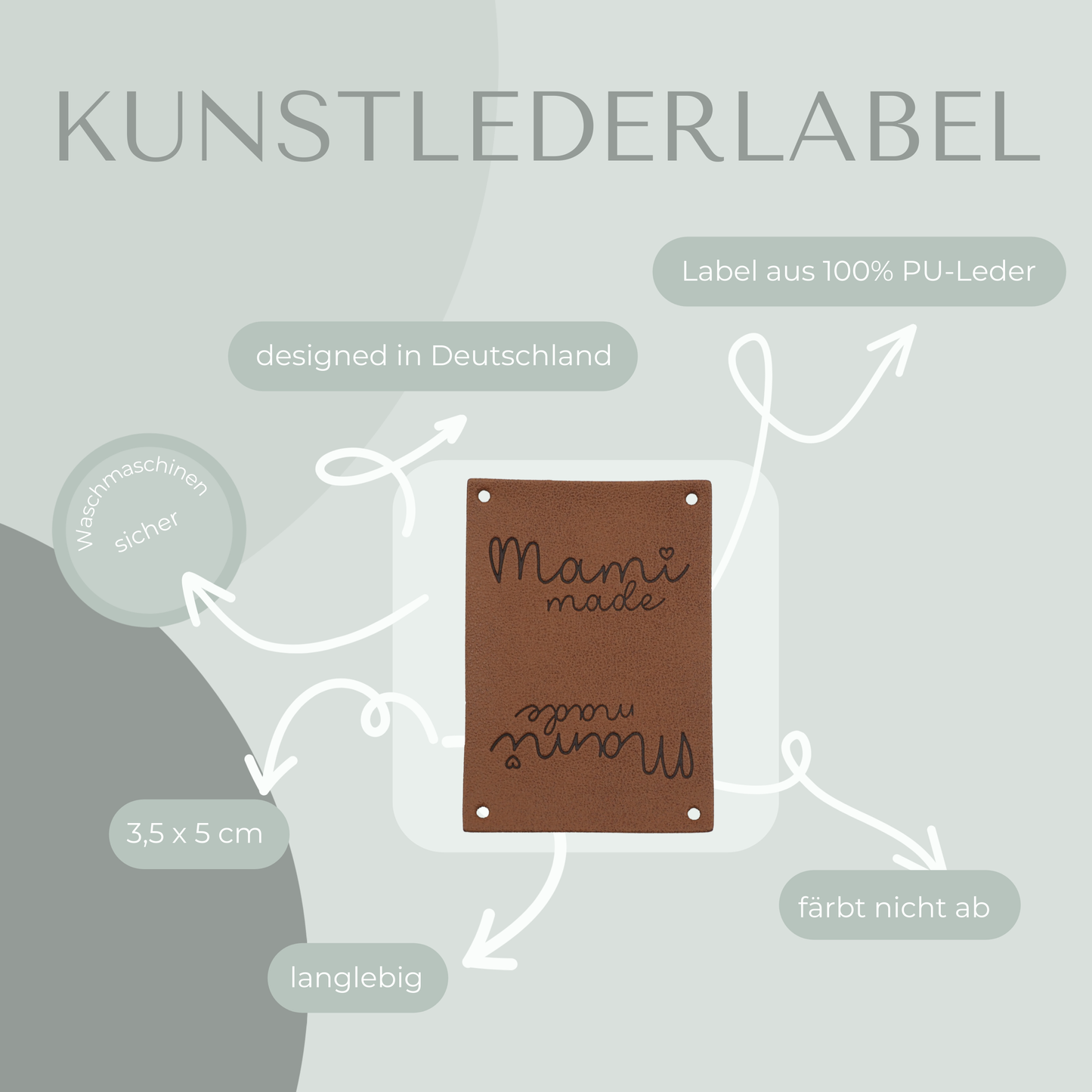 Mami Made Knick-Label Kunstlederlabel Eigenproduktion