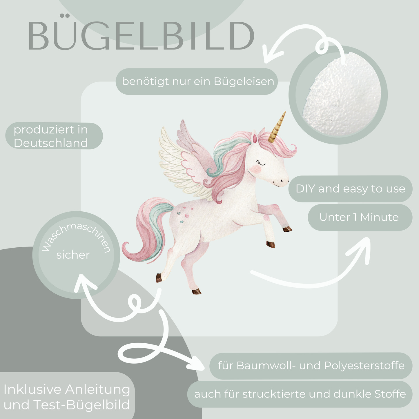 Einhorn- Bügelbild Eigenproduktion