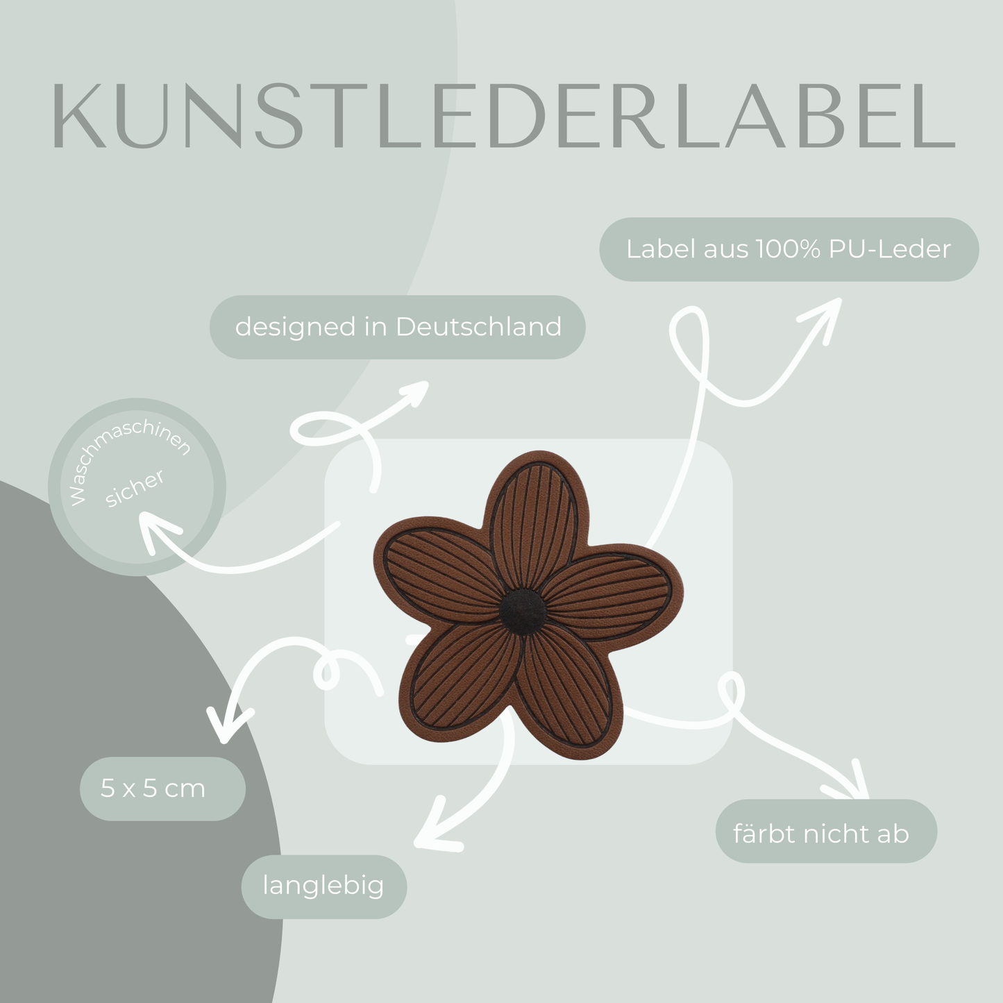 Blume Kunstlederlabel Kunstleder Label Eigenproduktion