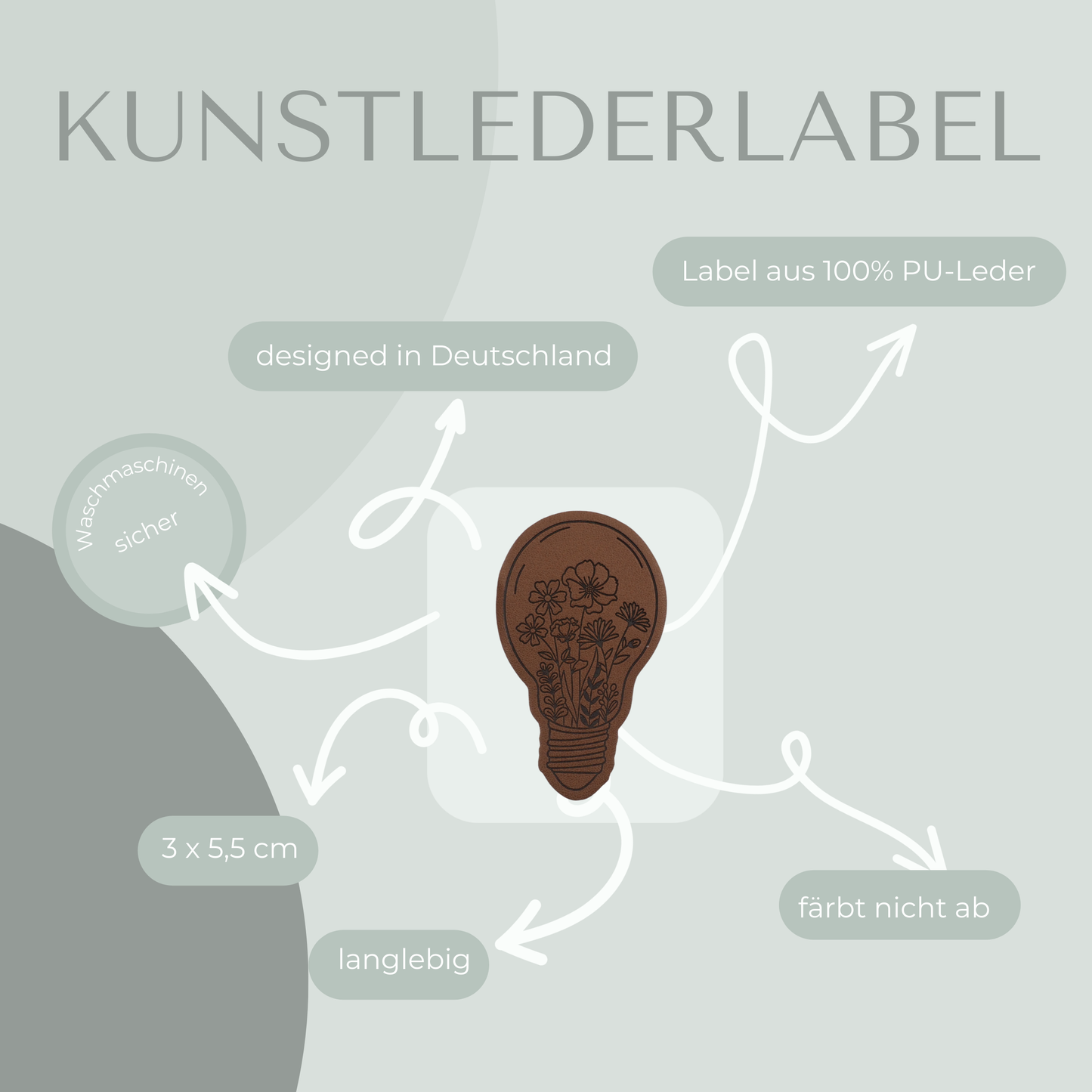 Glühbirne Kunstlederlabel Kunstleder Label Eigenproduktion
