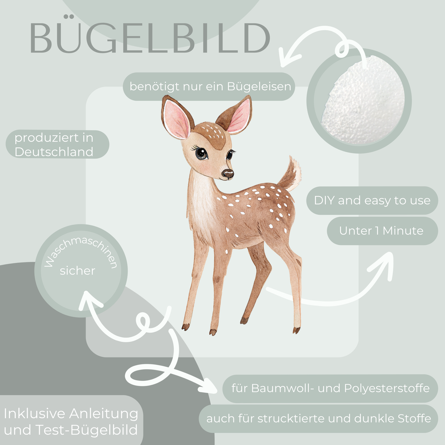 Reh- Bügelbild Eigenproduktion