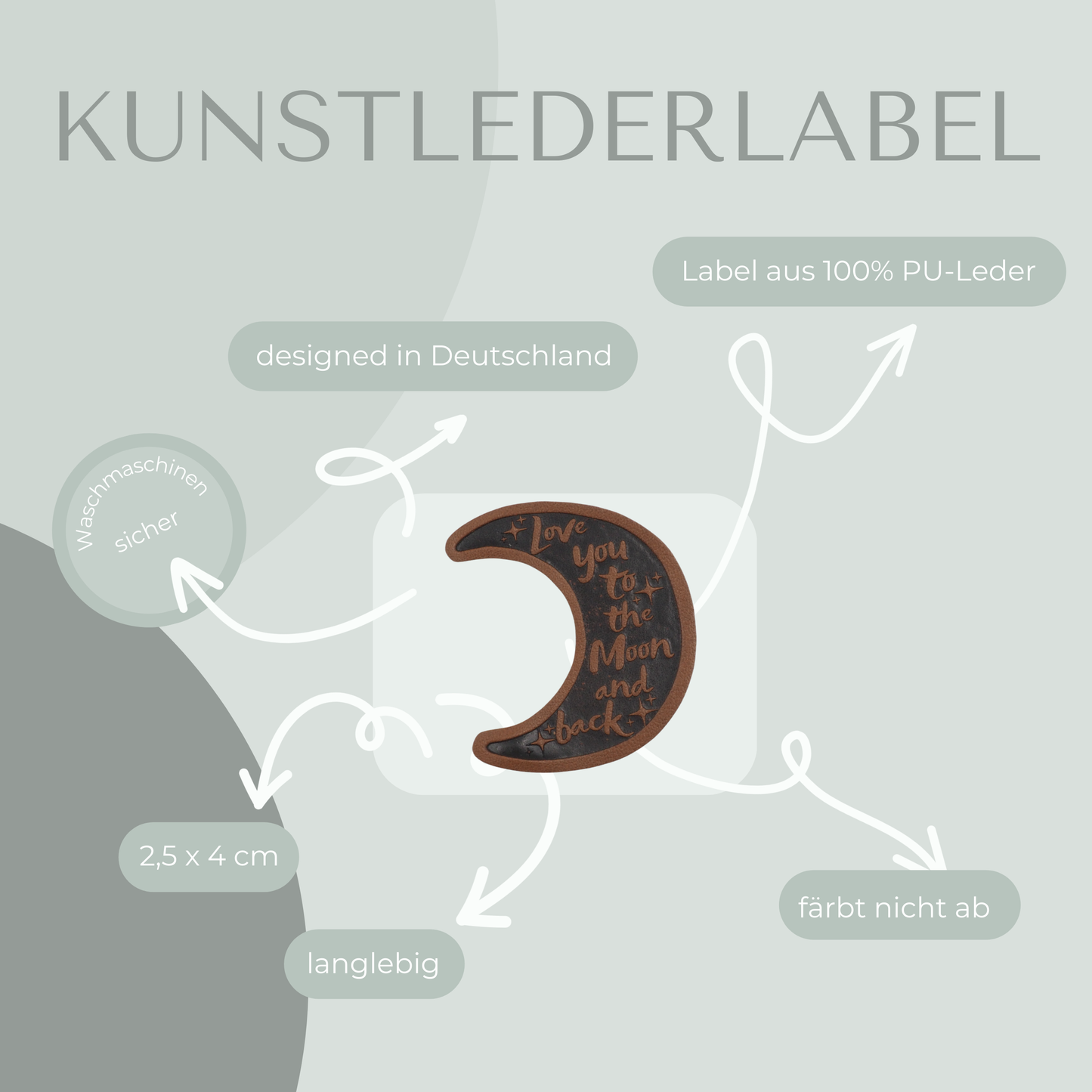 Love you to the moon and back Kunstlederlabel Kunstleder Label Eigenproduktion