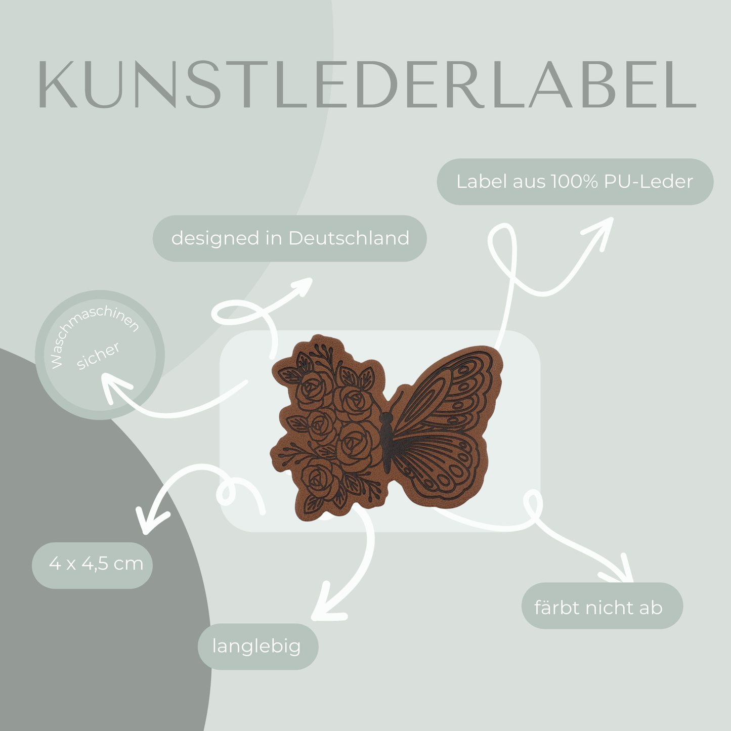 Schmetterling Kunstlederlabel Kunstleder Label Eigenproduktion