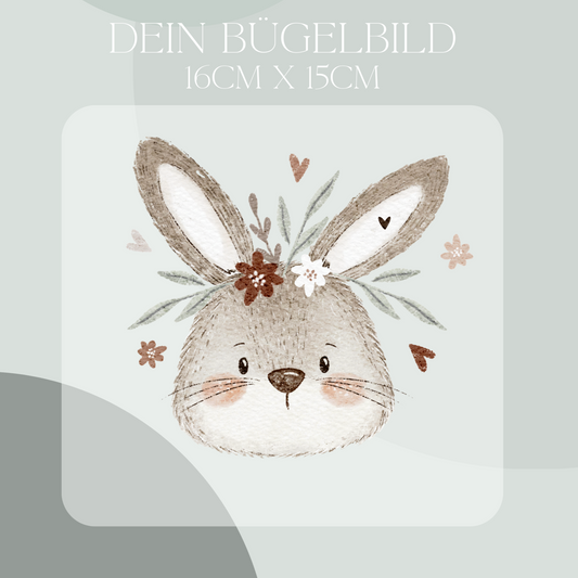 Hase grau Bügelbild
