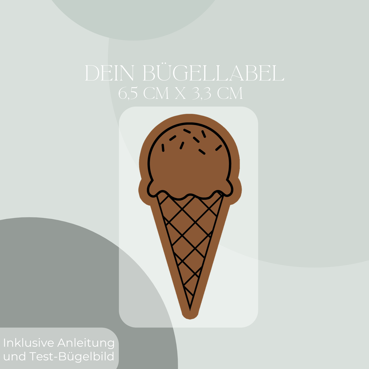 Eis in der Waffel Bügel Label Bügellabel Eigenproduktion