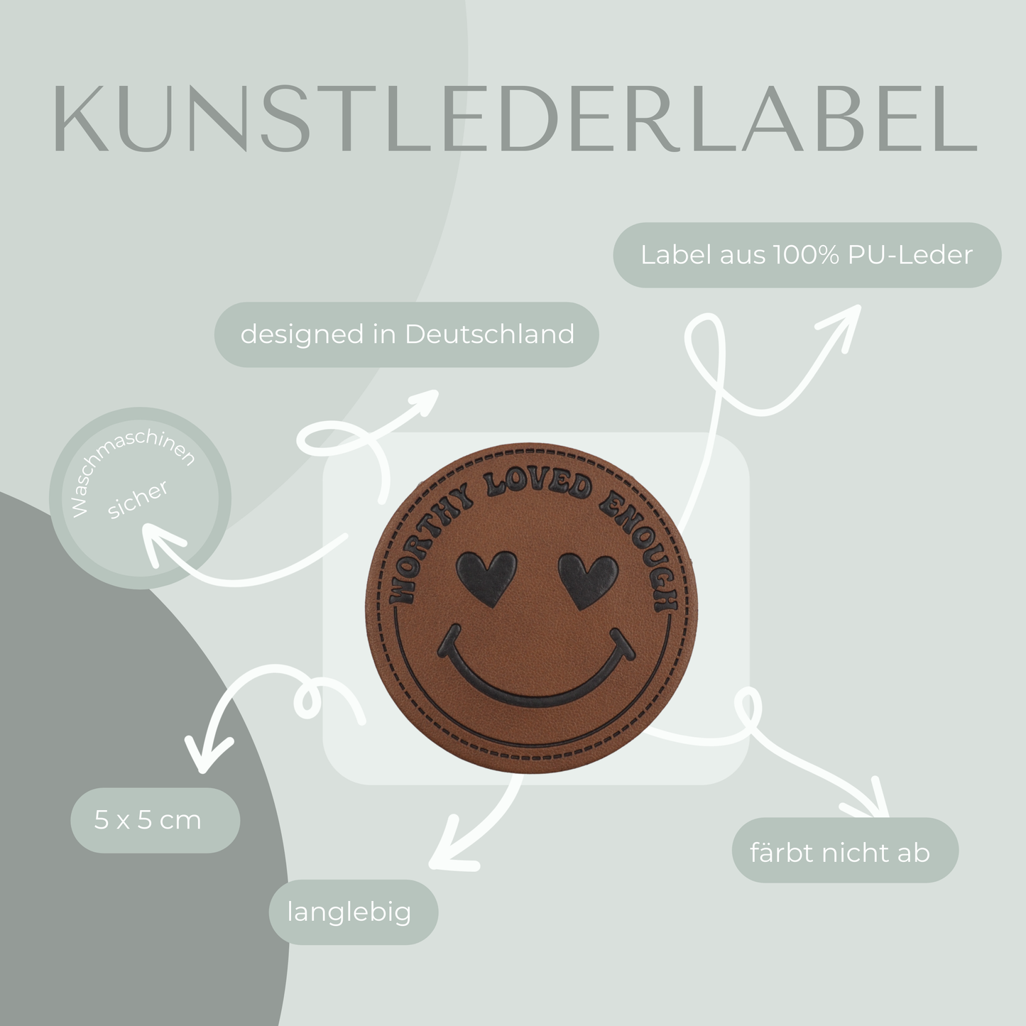 Smiley Kunstlederlabel Kunstleder Label Eigenproduktion