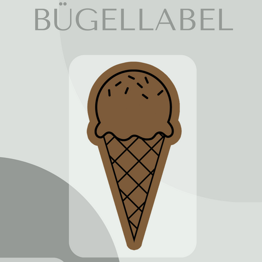 Bügellabel Eis in der Waffel