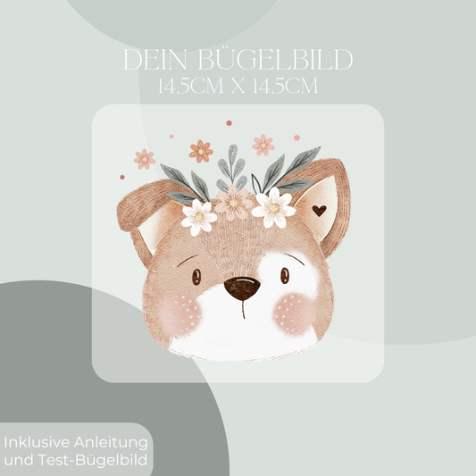 Hund floral Maxi- Bügel-Bild Bügelbild Eigenproduktion