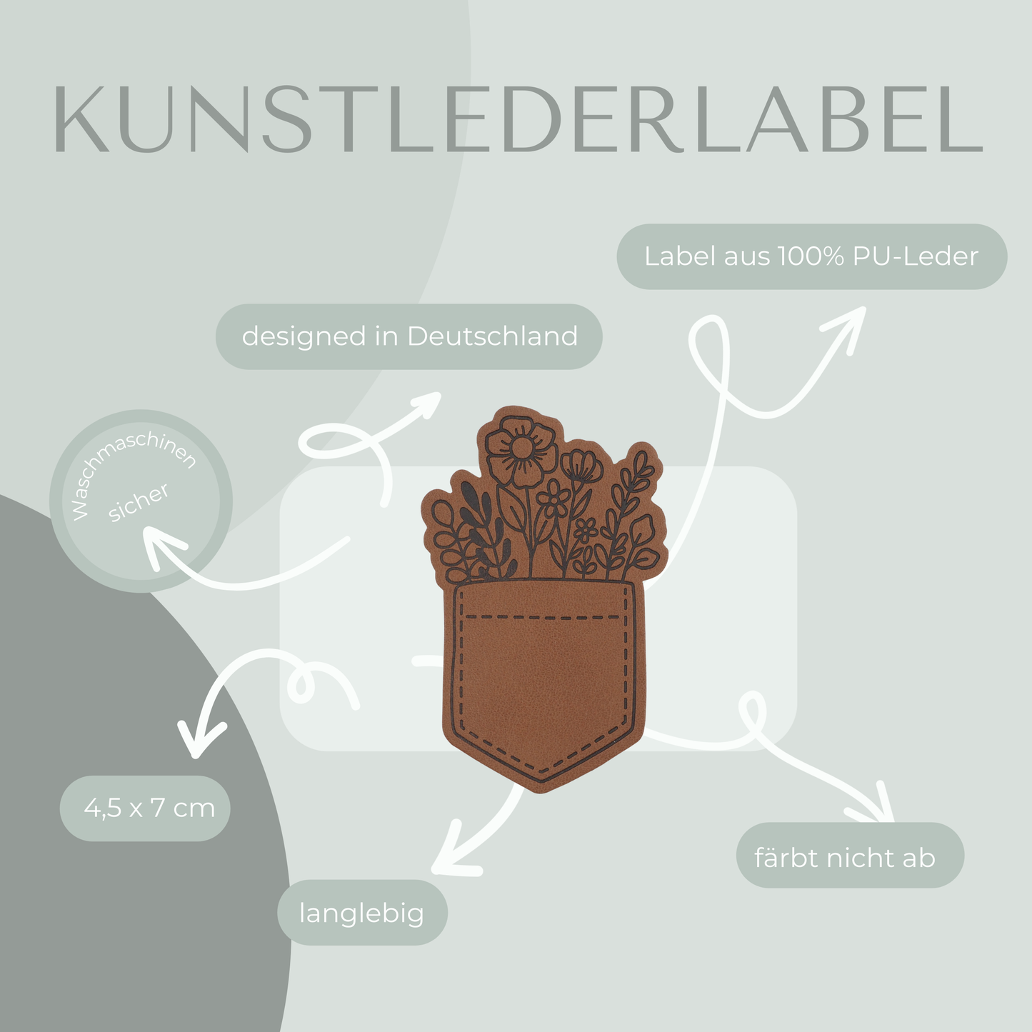 Brusttasche Blumen Kunstlederlabel Kunstleder Label Eigenproduktion