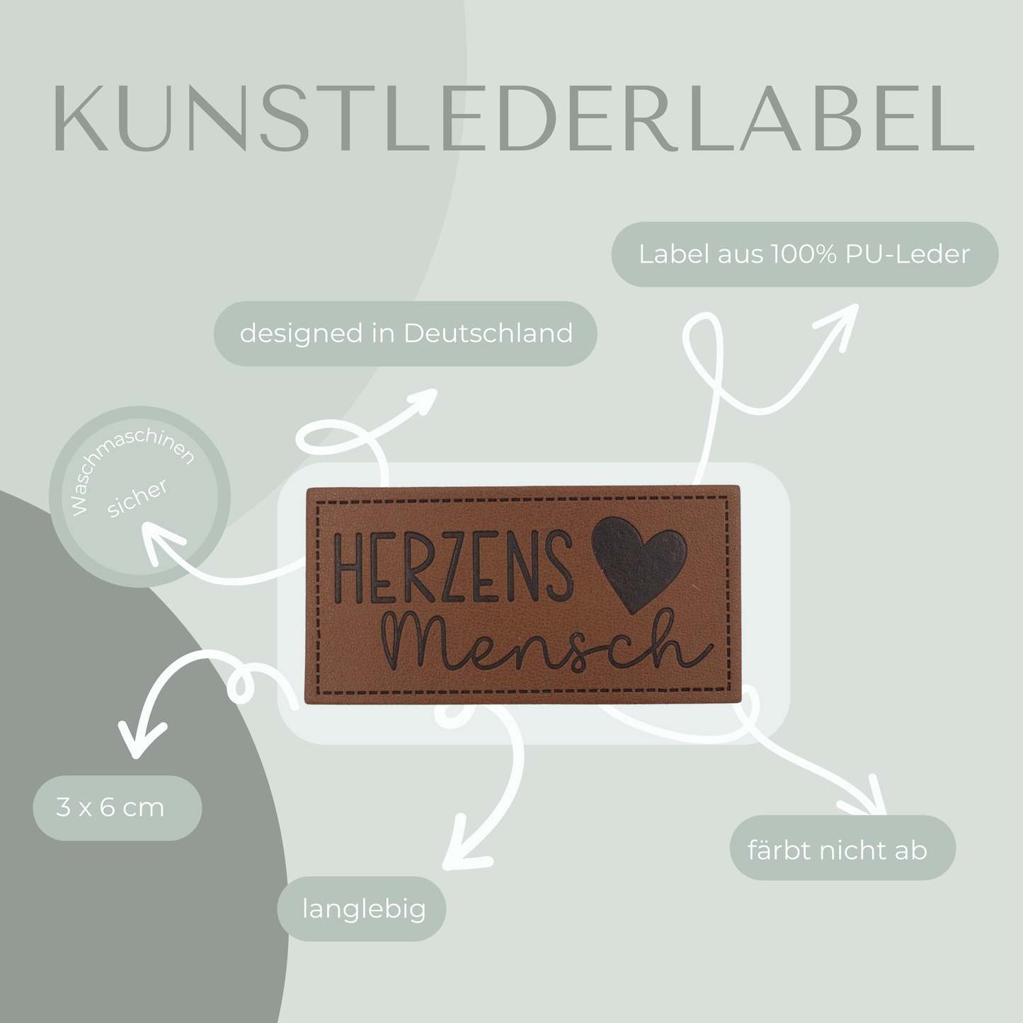 Herzens Mensch Kunstlederlabel Kunstleder Label Eigenproduktion