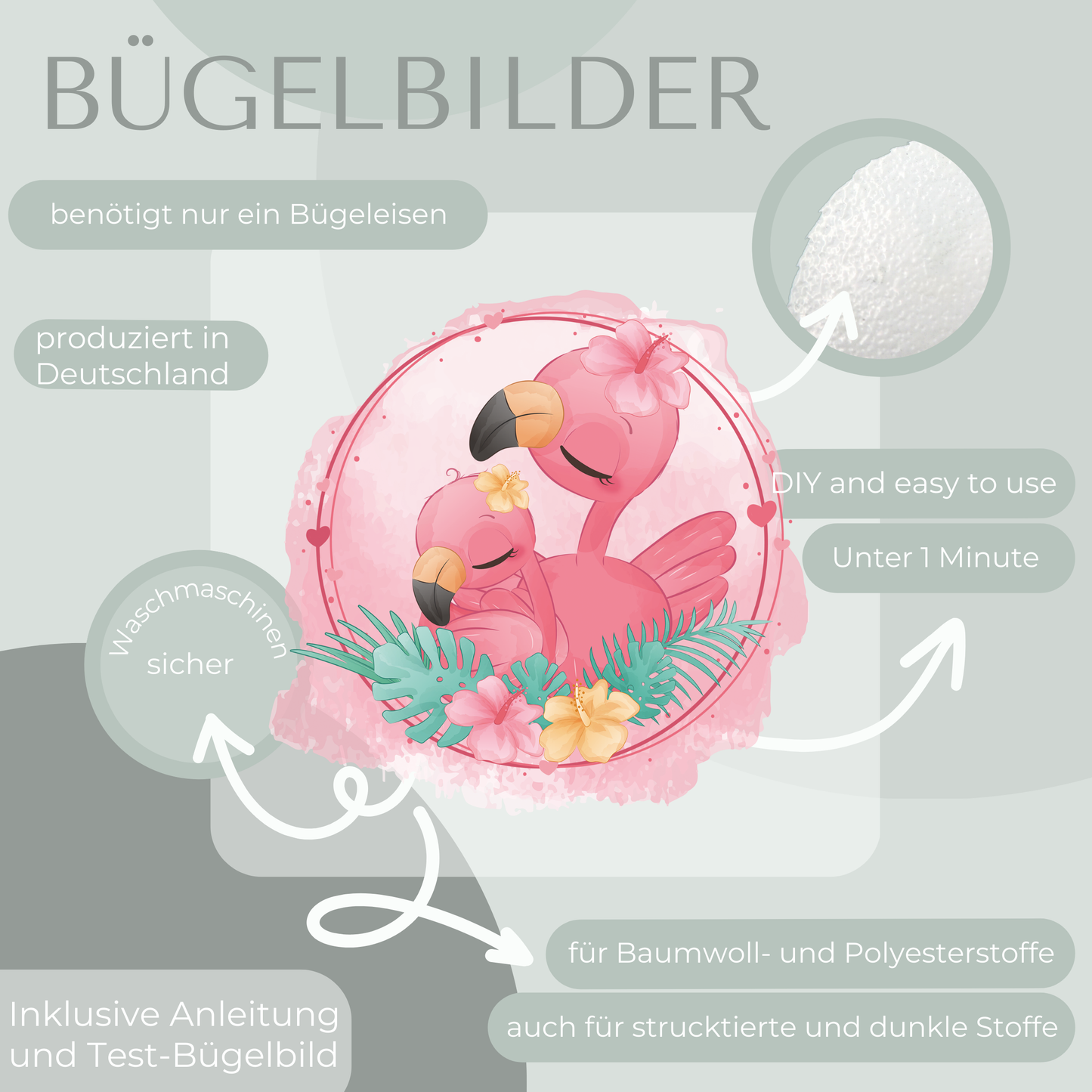 Flamingo Bügel-Bild Eigenproduktion