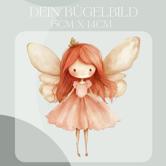 Bügelbild mit Fee in rosa