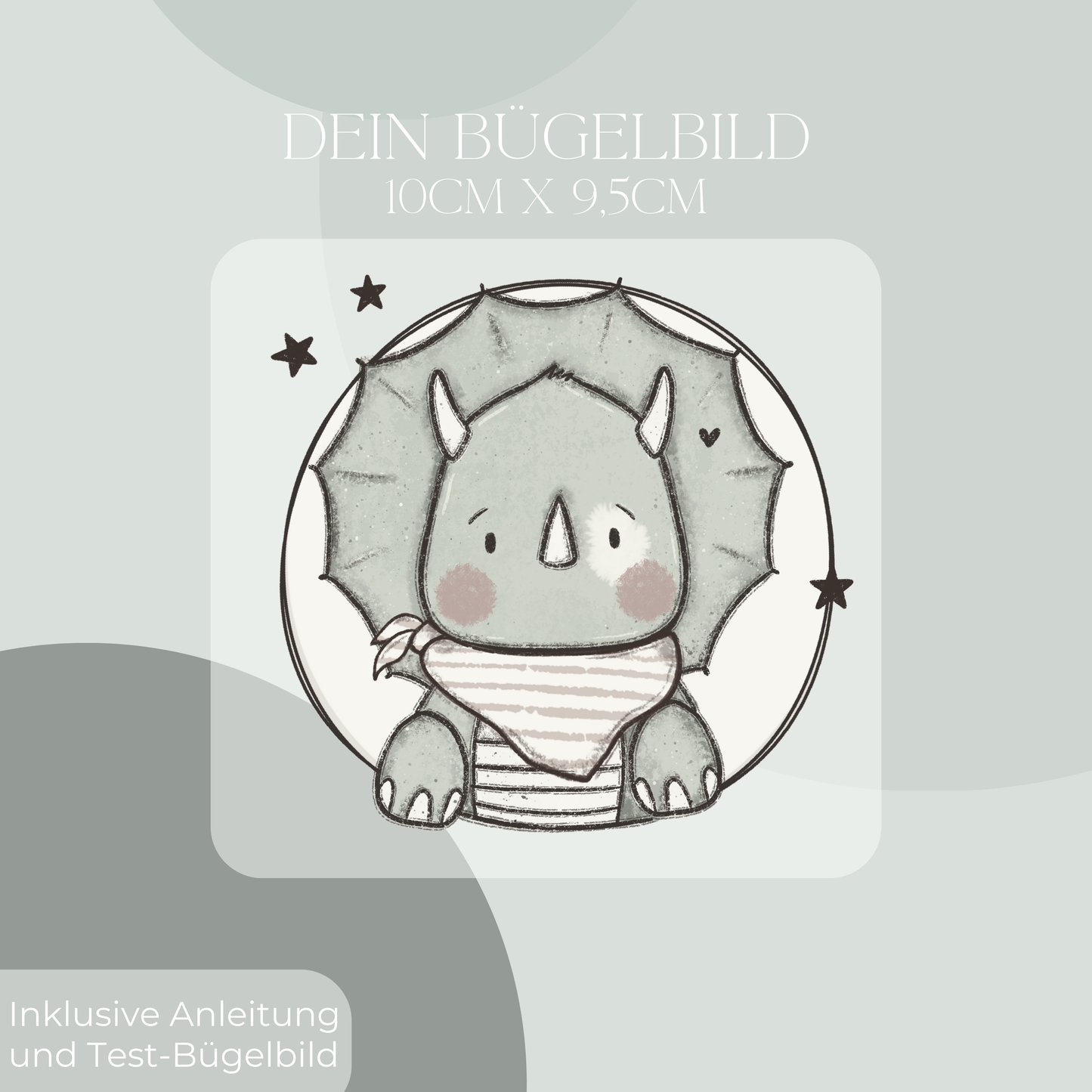Dino mit Hintergrund Mini- Bügel-Bild Bügelbild Eigenproduktion