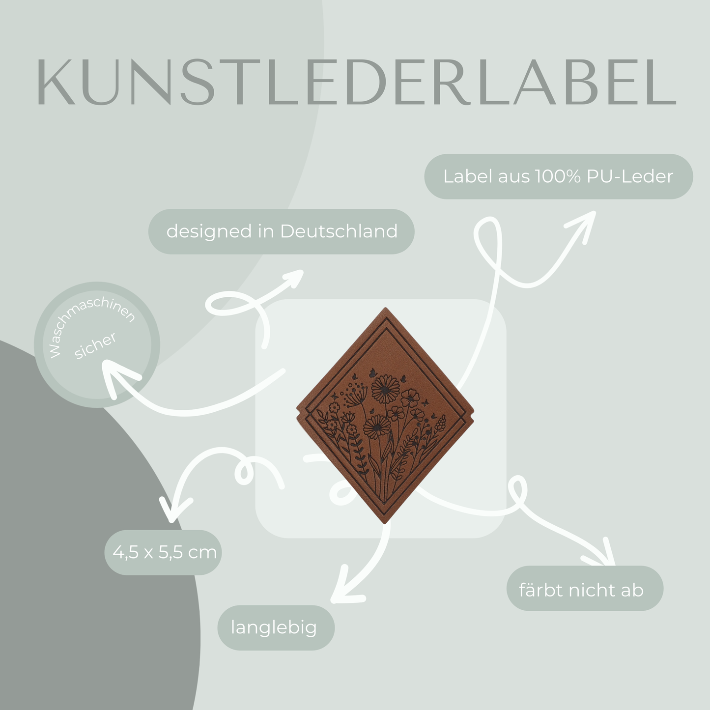 Blumenwiese Kunstlederlabel Kunstleder Label Eigenproduktion