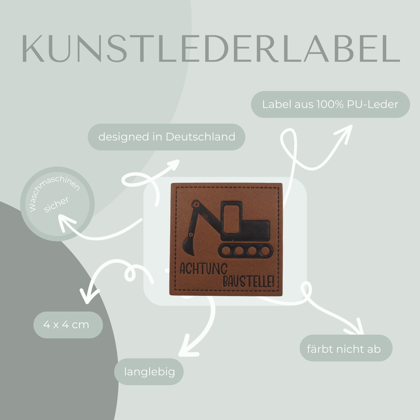 Achtung Baustelle Kunstlederlabel Kunstleder Label Eigenproduktion