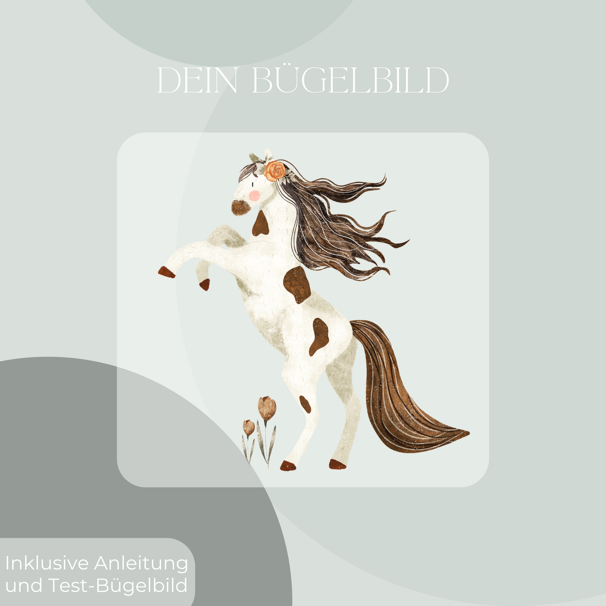 Pferd, weiss, braun, Bügelbild, Design