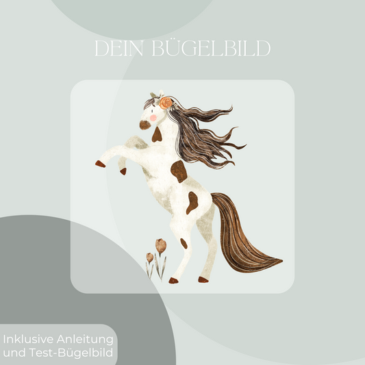 Pferd, weiss, braun, Bügelbild, Design