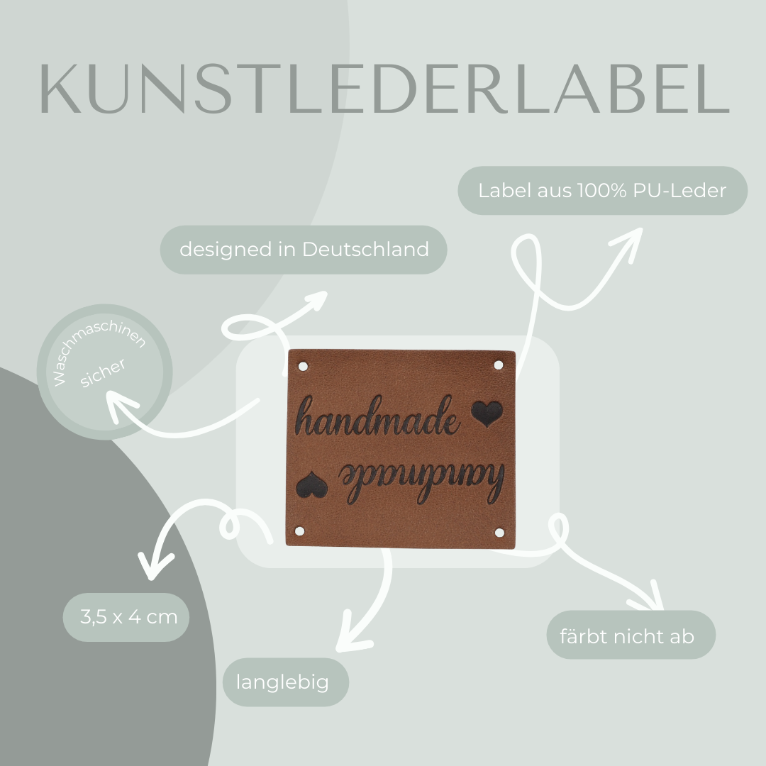 Handmade Knick-Label Kunstlederlabel Eigenproduktion