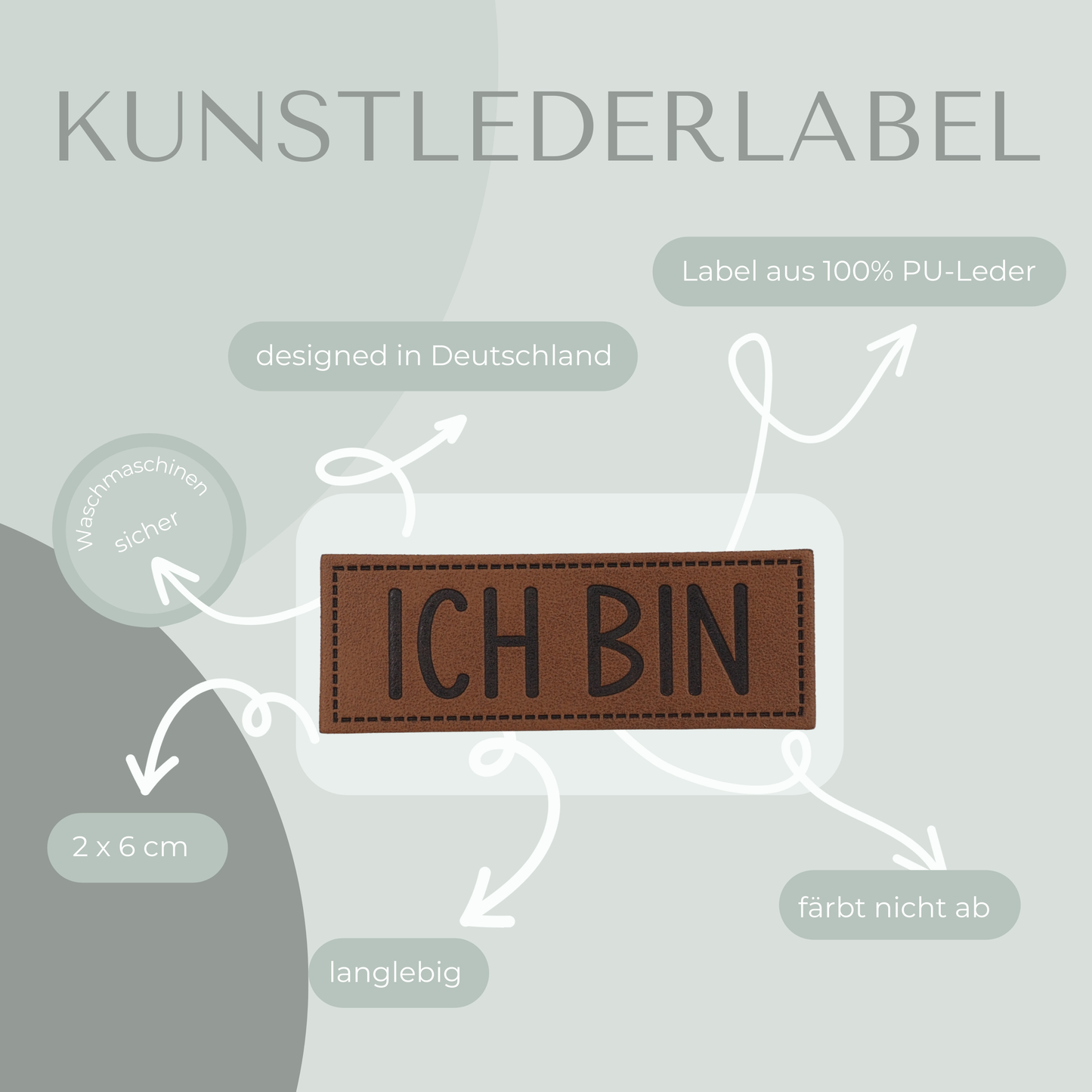 ICH BIN Kunstlederlabel Kunstleder Label Eigenproduktion