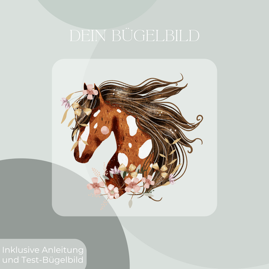 Pferd, Pferdekopf, braun, Bügelbild, Design