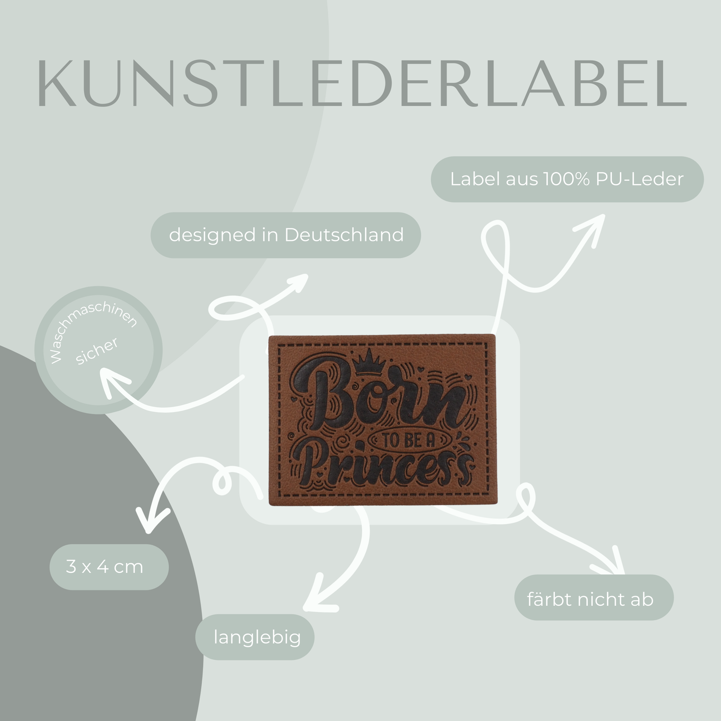 Born to be a Princess Kunstlederlabel Kunstleder Label Eigenproduktion