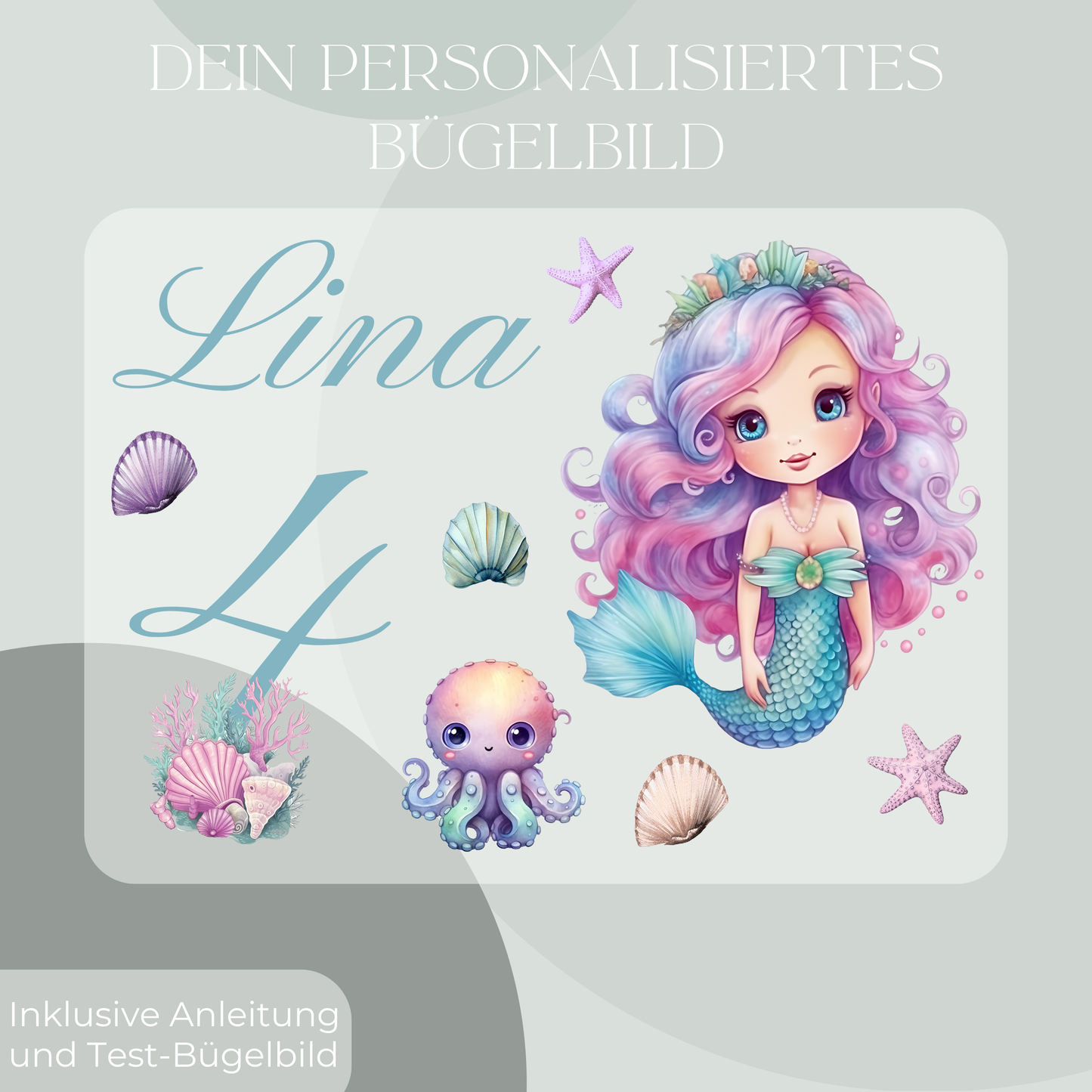 Personalisiertes Bügelbild-Set Meerjungfrau