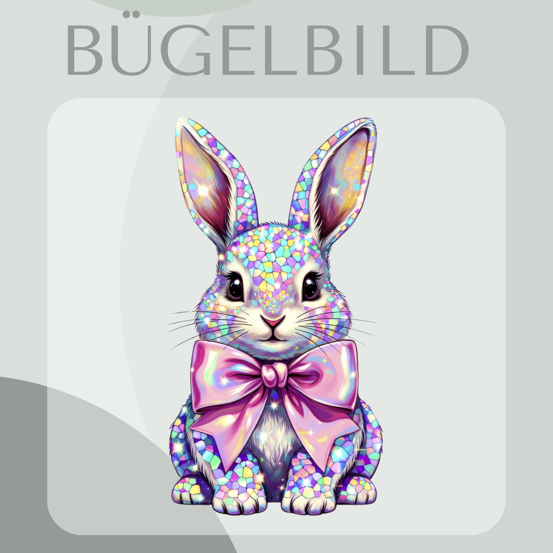 Bügelbild Funkelnder Hase mit Schleife