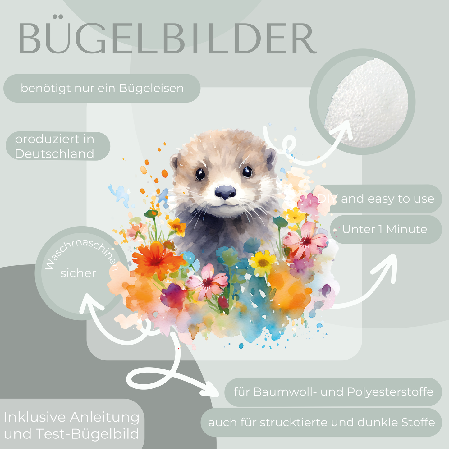 floraler Otter Bügel-Bild Eigenproduktion