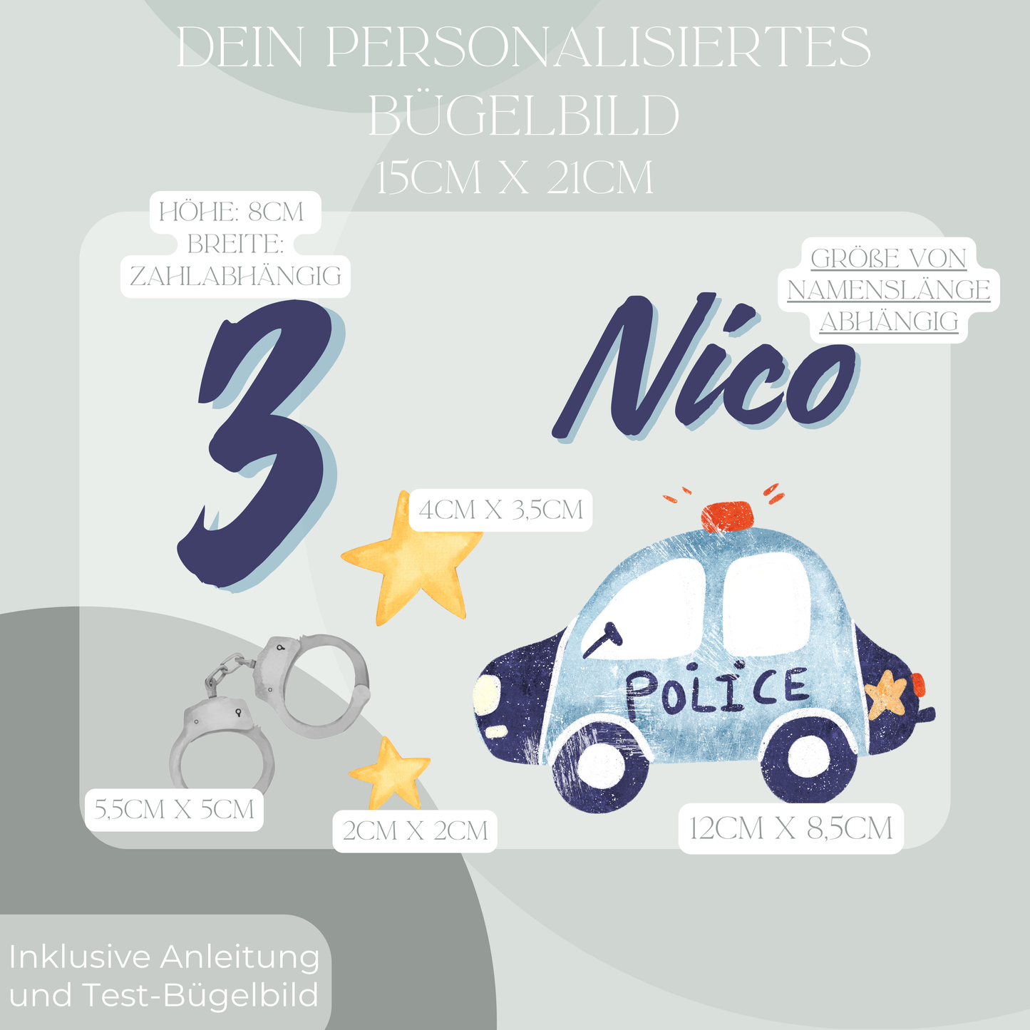 Personalisiertes Bügelbild-Set Polizei
