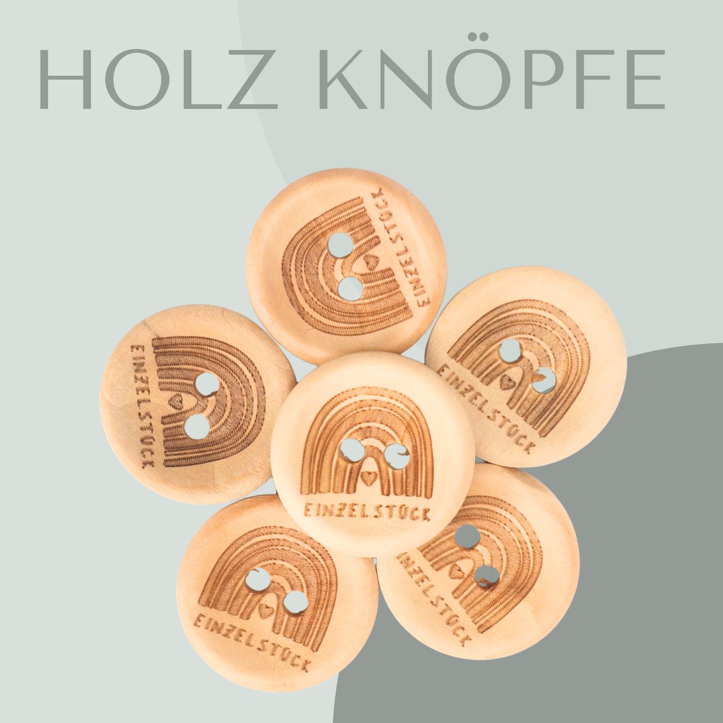 Regenbogen, Einzelstück, Holzknopf 