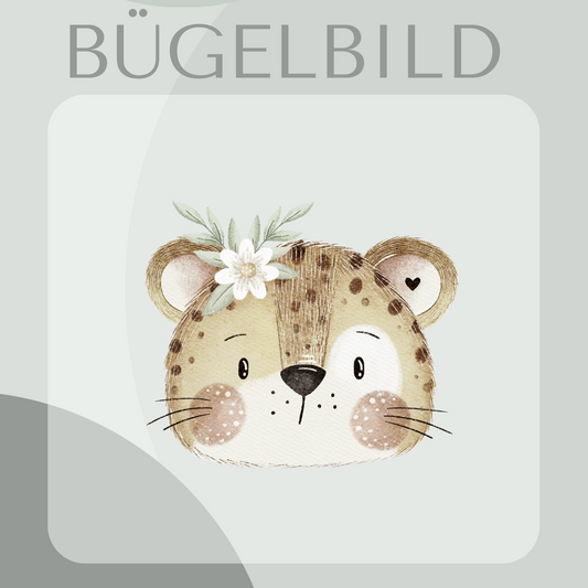 Bügelbild Leopard mit Blumen