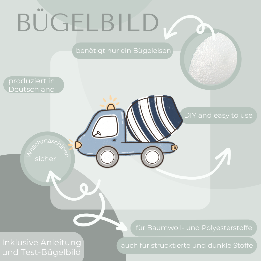 Betonmischer blau - Bügelbild Eigenproduktion