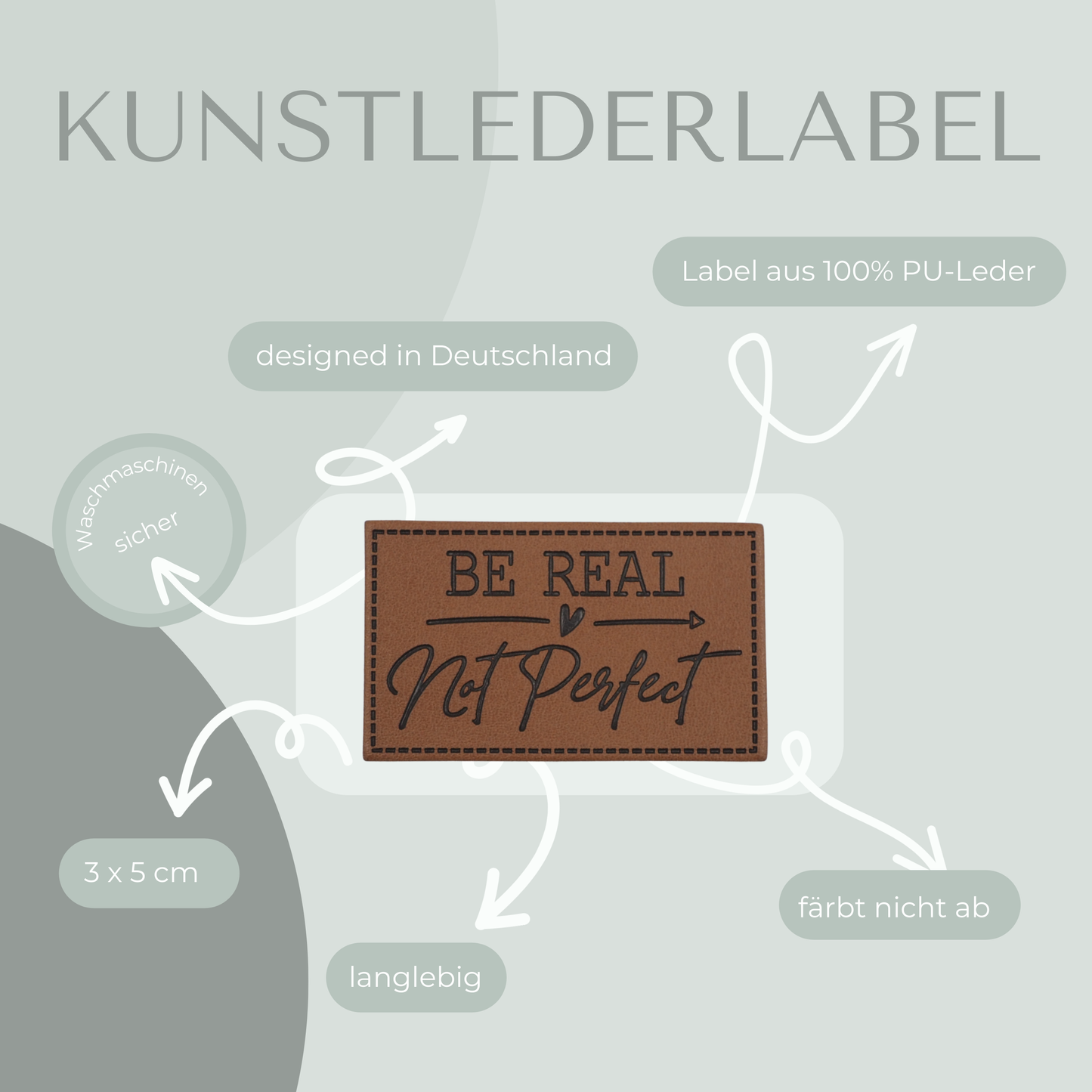 Be Real Not Perfect Kunstlederlabel Kunstleder Label Eigenproduktion