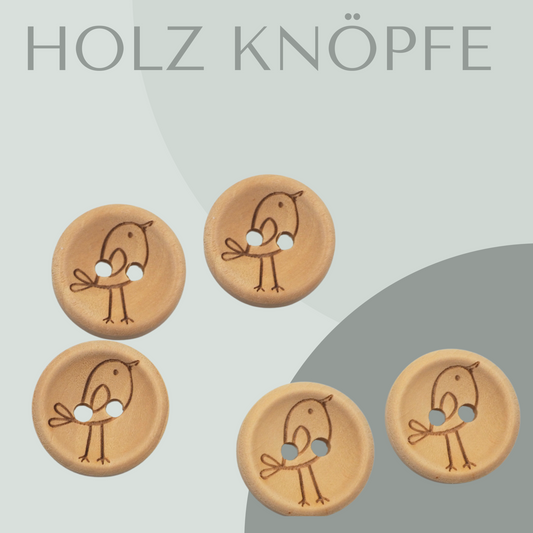 Eigenproduktion Holzknopf Vogel 20mm