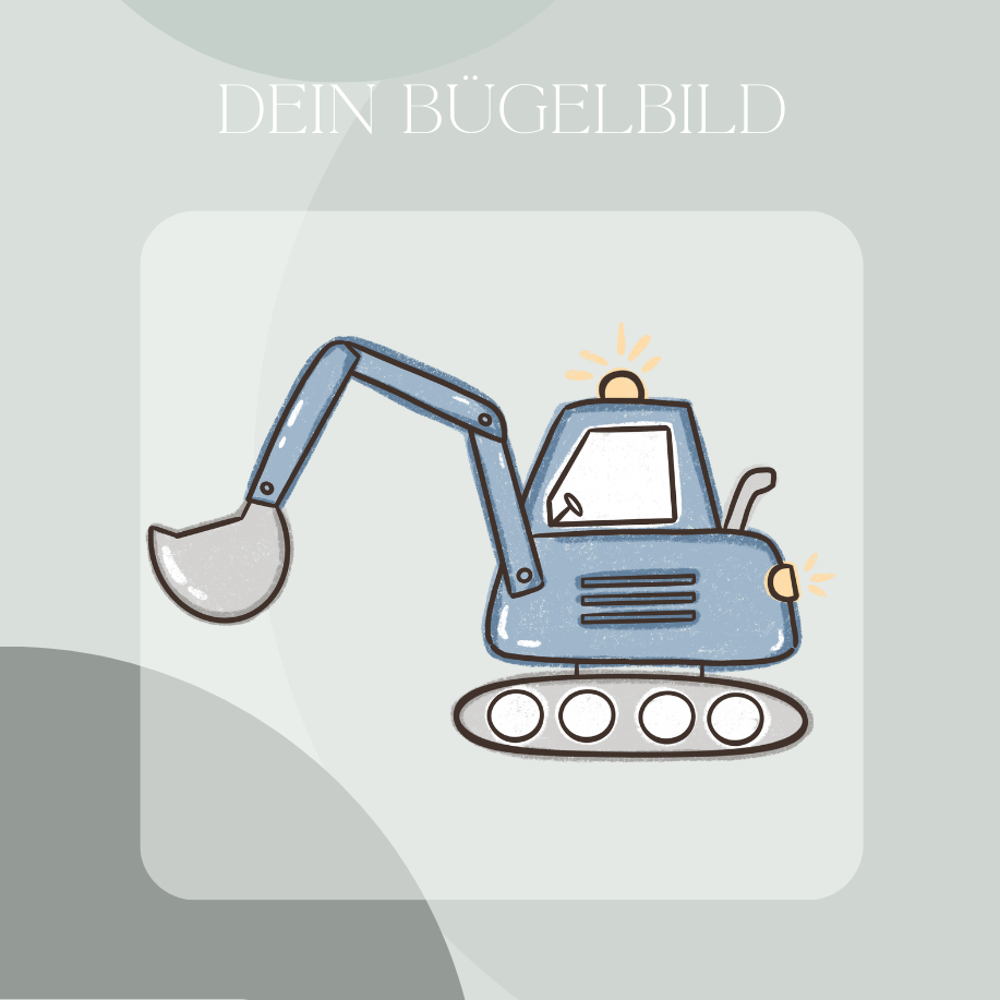 Bagger blau, Bügelbild