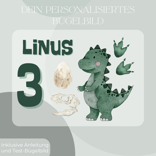 Personalisiertes Bügelbild-Set Dinosaurier