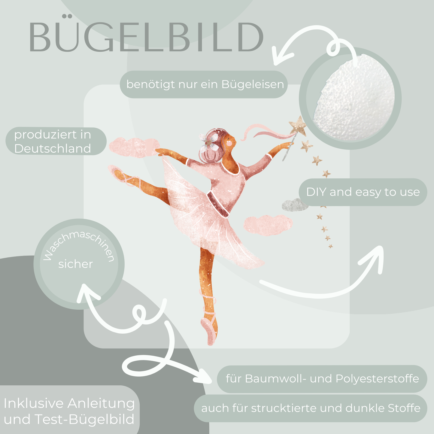 Ballerina mit Sternen Bügelbild Eigenproduktion