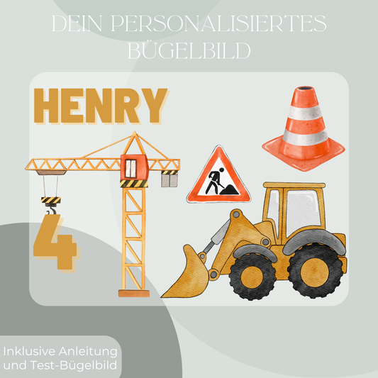 Personalisiertes Bügelbild-Set Bagger