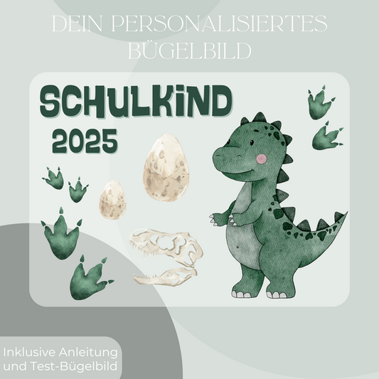 Bügelbild-Set Schulkind 2025 Dinosaurier