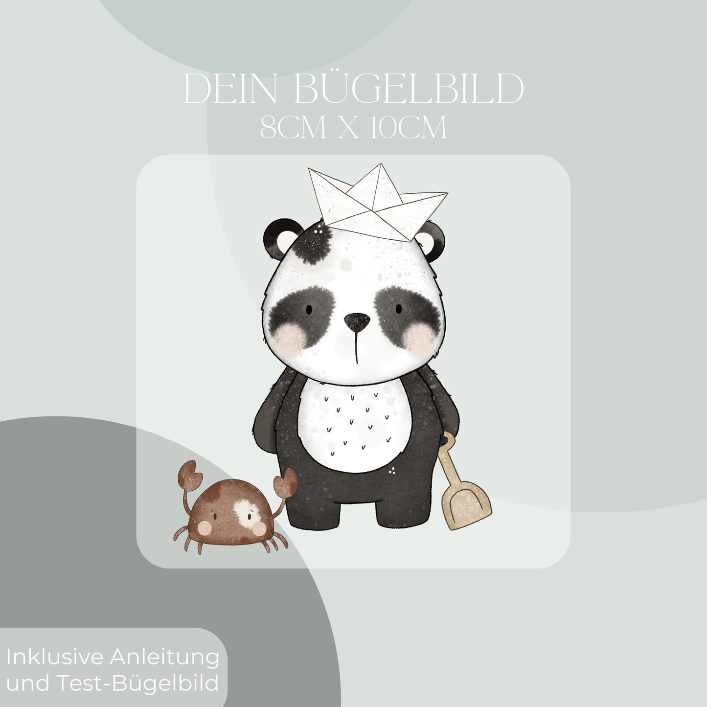 Panda mit Krabbe Mini- Bügel-Bild Bügelbild Eigenproduktion