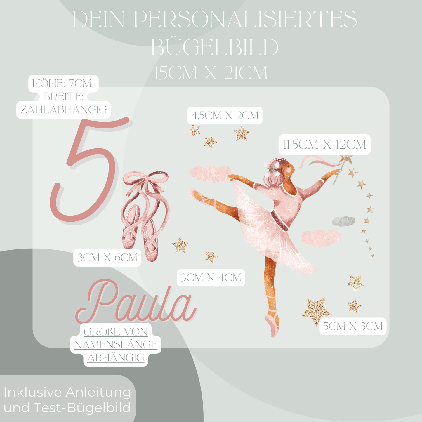 Personalisiertes Bügelbild-Set Ballerina