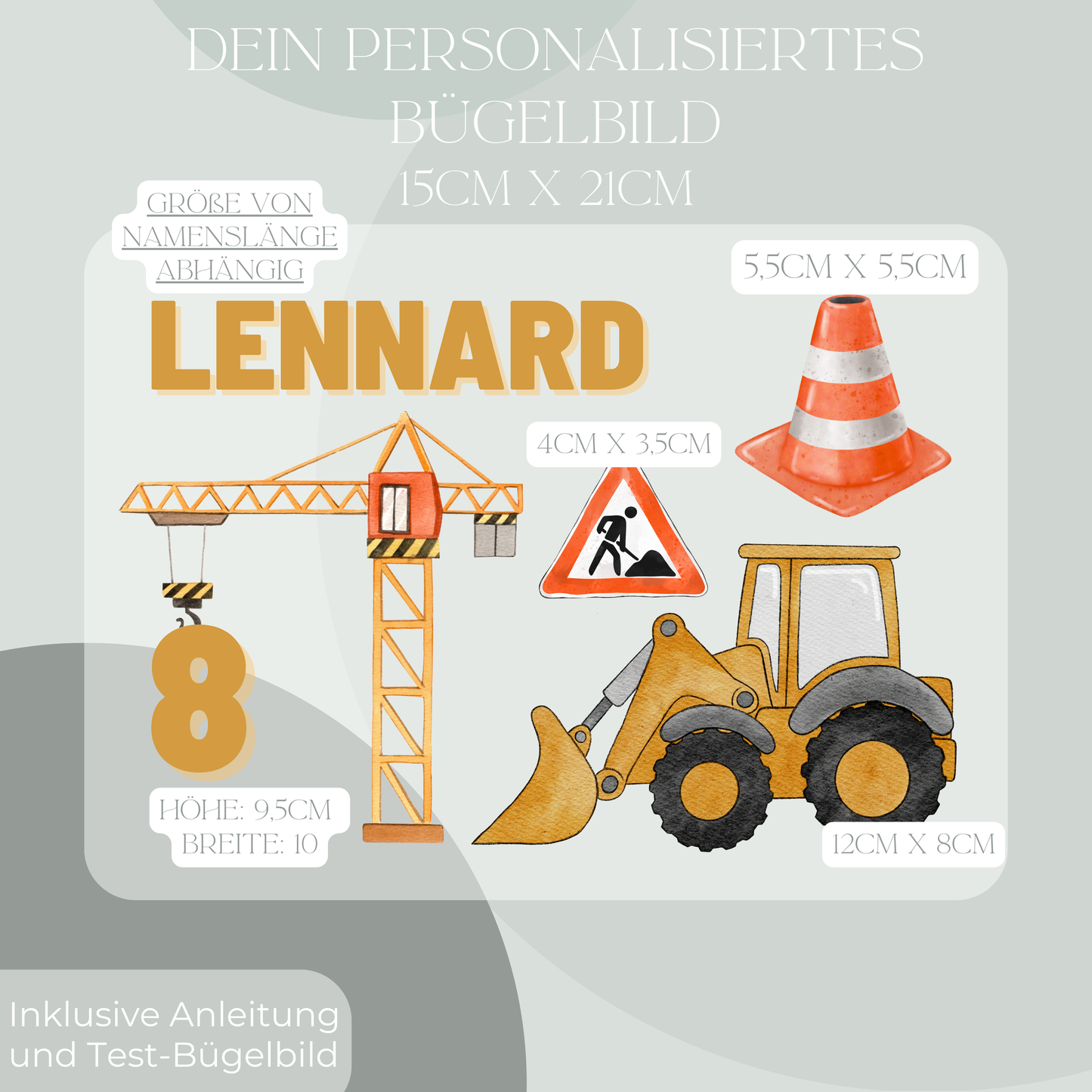 Personalisiertes Bügelbild-Set Bagger