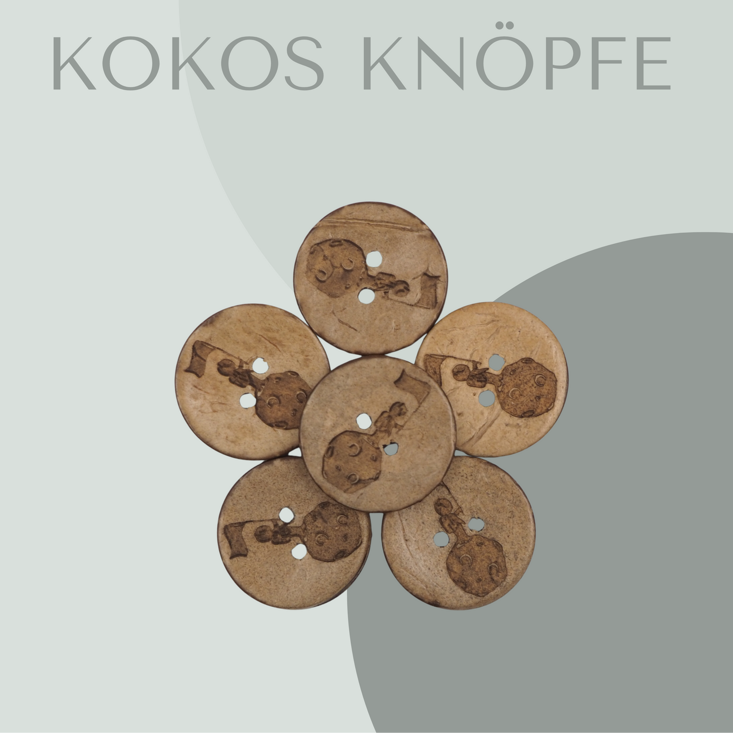 Eigenproduktion Kokosknopf Mondlandung 20mm